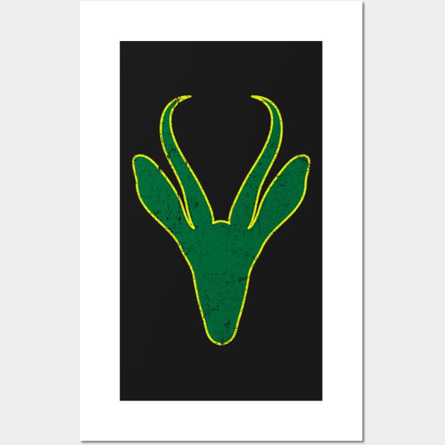 Springbok Face South Africa Green & Gold Wall Art by BraaiNinja